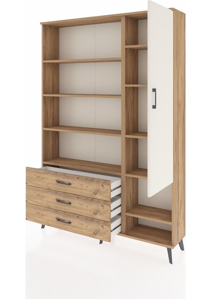 Arges Dolap 9 Raflı 3 Çekmeceli Tek Kapaklı 132X30X195 Çam-Aytaşı/çam modelleri