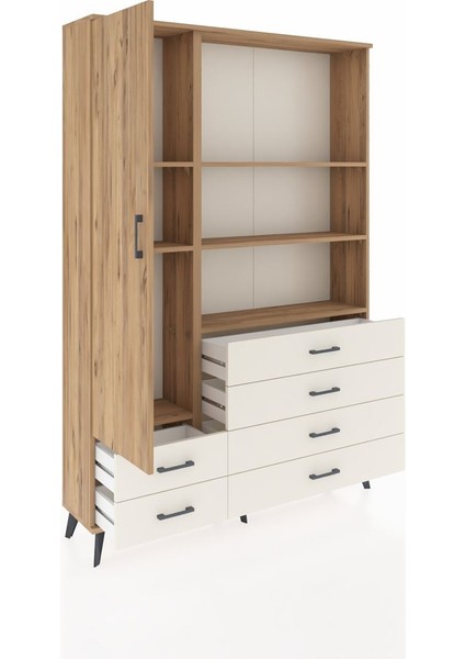 Arges Dolap 7 Raflı 6 Çekmeceli Tek Kapaklı 132X30X195 Çam-Çam/aytaşı indirimleri