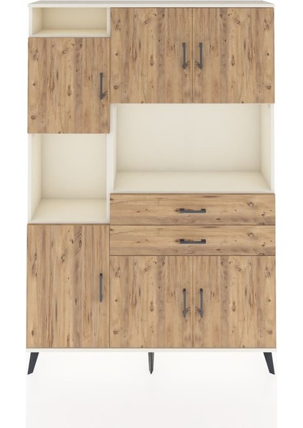 Arges Dolap 8 Raflı 2 Çekmeceli 6 Kapaklı 132X30X195 Aytaşı-Çam/çam