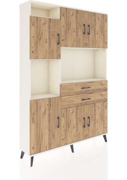 Arges Dolap 8 Raflı 2 Çekmeceli 6 Kapaklı 132X30X195 Aytaşı-Çam/çam fiyatları