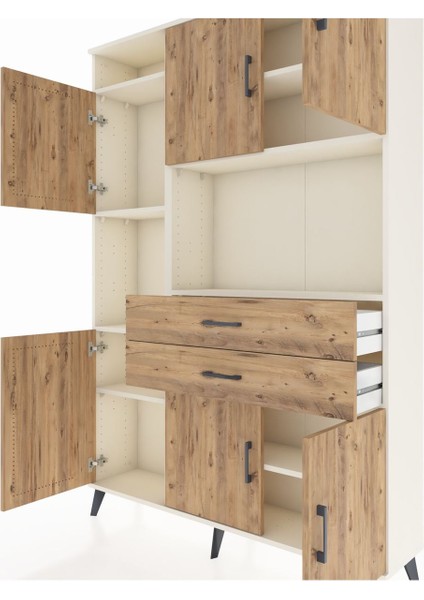Arges Dolap 8 Raflı 2 Çekmeceli 6 Kapaklı 132X30X195 Aytaşı-Çam/çam fırsatları