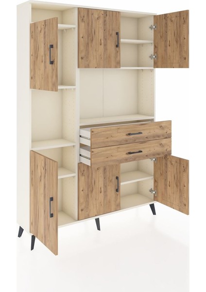 Arges Dolap 8 Raflı 2 Çekmeceli 6 Kapaklı 132X30X195 Aytaşı-Çam/çam indirimleri