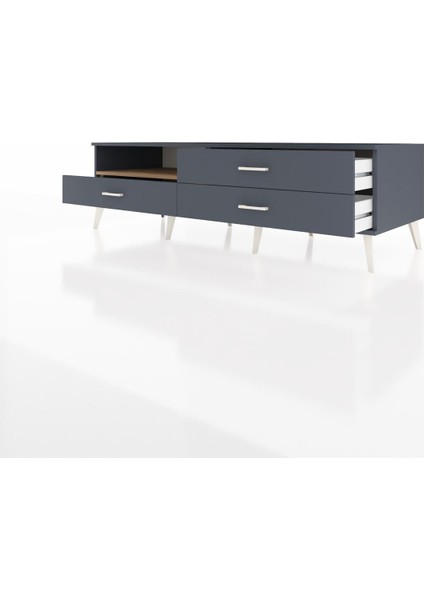 Kronos Tv Ünitesi Tek Raflı 3 Çekmeceli 176X59X51 Antrasit-Çam/antrasit modelleri