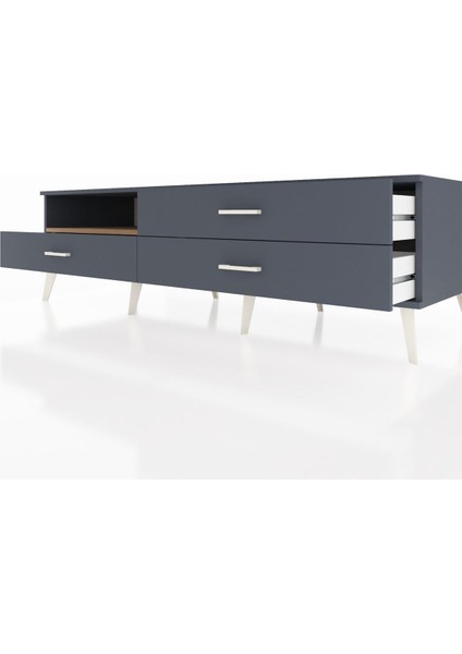 Kronos Tv Ünitesi Tek Raflı 3 Çekmeceli 176X59X51 Antrasit-Çam/antrasit fırsatları