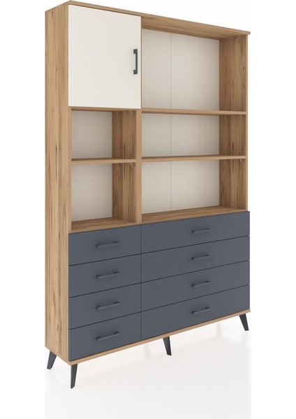 Arges Dolap 7 Raflı 8 Çekmeceli Tek Kapaklı 132X30X195 Çam-Aytaşı/antrasit fiyatları