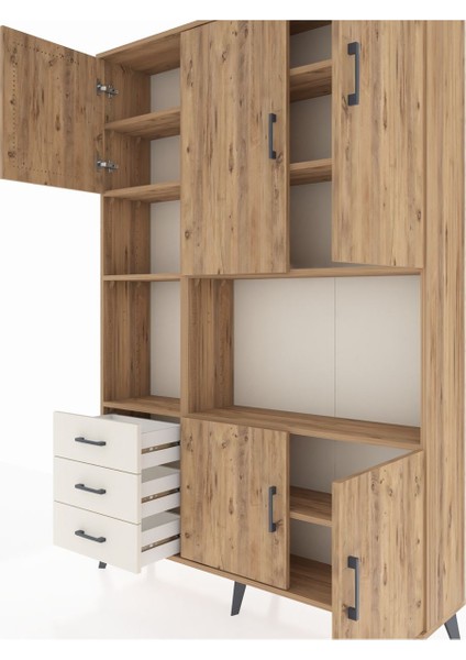 Arges Dolap 9 Raflı 3 Çekmeceli 5 Kapaklı 132X30X195 Çam-Çam/aytaşı fırsatları