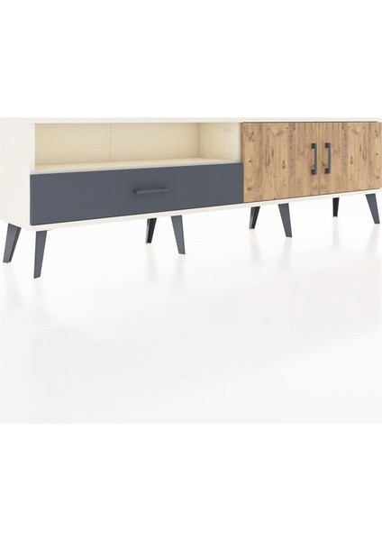 Arges Tv Ünitesi 2 Raflı Tek Çekmeceli 2 Kapaklı 176X30X51 Aytaşı-Çam/antrasit fiyatları