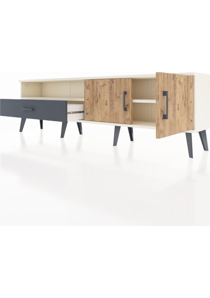 Arges Tv Ünitesi 2 Raflı Tek Çekmeceli 2 Kapaklı 176X30X51 Aytaşı-Çam/antrasit fırsatları