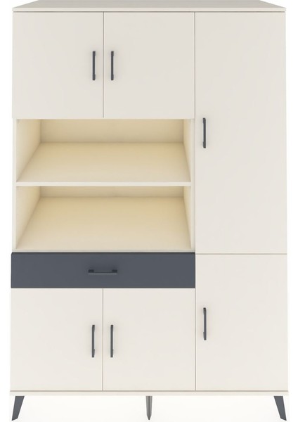 Kronos Dolap 10 Raflı Tek Çekmeceli 6 Kapaklı 132X59X195 Aytaşı-Aytaşı/antrasit