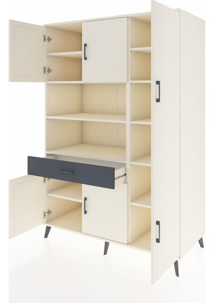 Kronos Dolap 10 Raflı Tek Çekmeceli 6 Kapaklı 132X59X195 Aytaşı-Aytaşı/antrasit modelleri