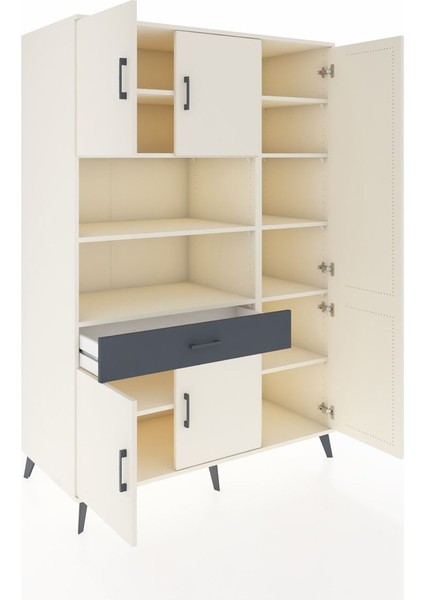 Kronos Dolap 10 Raflı Tek Çekmeceli 6 Kapaklı 132X59X195 Aytaşı-Aytaşı/antrasit indirimleri