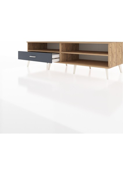 Kronos Tv Ünitesi 2 Raflı Tek Çekmeceli 176X59X51 Çam-Çam/antrasit modelleri