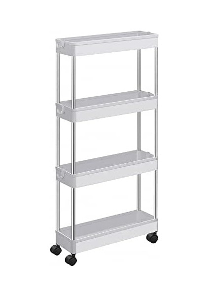 Arabası, 4 Seviyeli Mutfak Arabası, Mutfak Rafı, Tekerlekli Niş Rafı, Rafı, Yerden Tasarruf Sağlayan, Beyaz modelleri