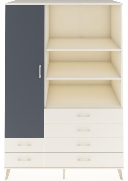 Kronos Dolap 7 Raflı 6 Çekmeceli Tek Kapaklı 132X59X195 Aytaşı-Antrasit/aytaşı