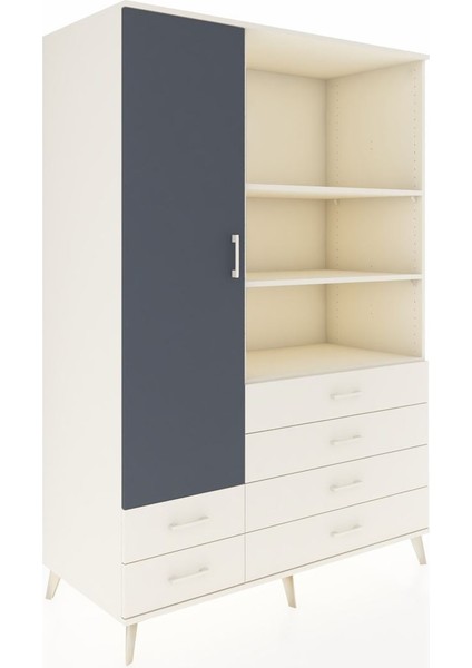 Kronos Dolap 7 Raflı 6 Çekmeceli Tek Kapaklı 132X59X195 Aytaşı-Antrasit/aytaşı fiyatları