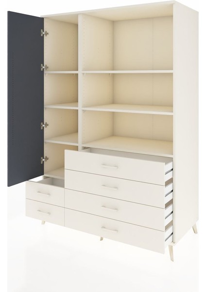 Kronos Dolap 7 Raflı 6 Çekmeceli Tek Kapaklı 132X59X195 Aytaşı-Antrasit/aytaşı modelleri