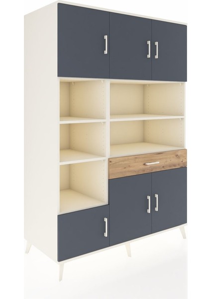 Kronos Dolap 10 Raflı Tek Çekmeceli 6 Kapaklı 132X59X195 Aytaşı-Antrasit/çam fiyatları