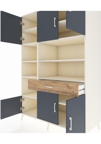 Kronos Dolap 10 Raflı Tek Çekmeceli 6 Kapaklı 132X59X195 Aytaşı-Antrasit/çam fırsatları