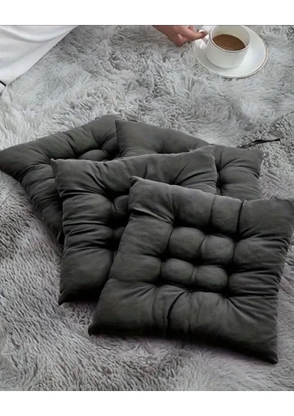 4’lü Sandalye Minderi – Bağcıklı, Çökme Yapmaz Sünger Dolgulu, Yıkanabilir – 40X40 cm