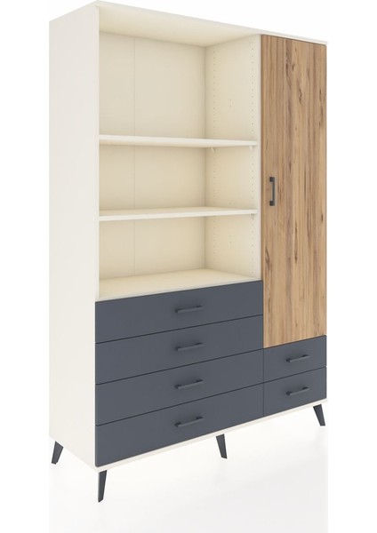 Hyperion Dolap 7 Raflı 6 Çekmeceli Tek Kapaklı 132X44X195 Aytaşı-Çam/antrasit fiyatları