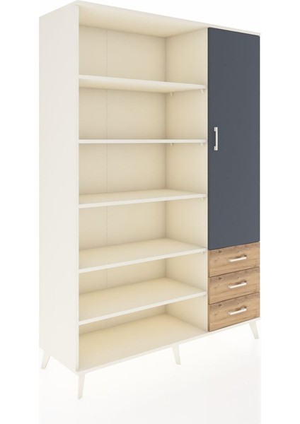 Hyperion Dolap 9 Raflı 3 Çekmeceli Tek Kapaklı 132X44X195 Aytaşı-Antrasit/çam fiyatları