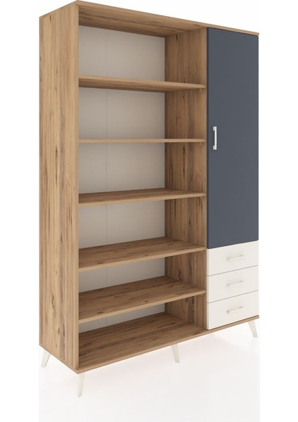 Hyperion Dolap 9 Raflı 3 Çekmeceli Tek Kapaklı 132X44X195 Çam-Antrasit/aytaşı fiyatları