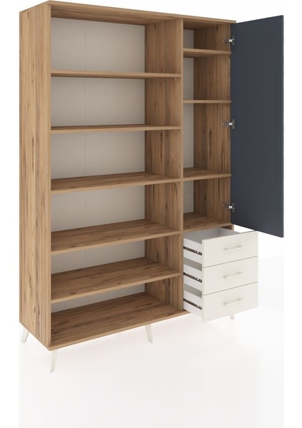 Hyperion Dolap 9 Raflı 3 Çekmeceli Tek Kapaklı 132X44X195 Çam-Antrasit/aytaşı indirimleri