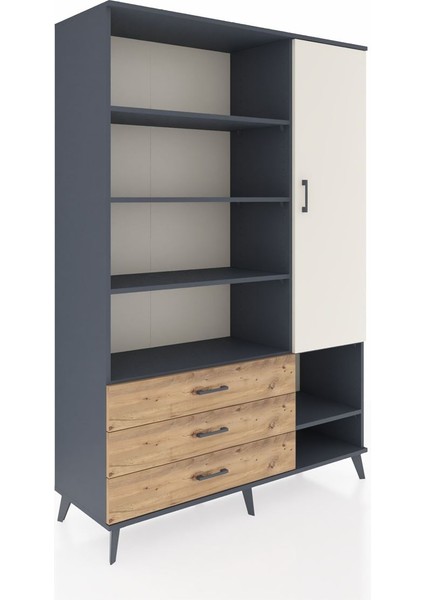 Hyperion Dolap 9 Raflı 3 Çekmeceli Tek Kapaklı 132X44X195 Antrasit-Aytaşı/çam fiyatları
