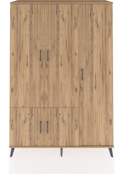 Hyperion Dolap 7 Raflı 5 Kapaklı Tek Askılı 132X44X195 Çam-Çam/antrasit