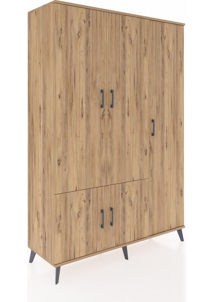 Hyperion Dolap 7 Raflı 5 Kapaklı Tek Askılı 132X44X195 Çam-Çam/antrasit fiyatları