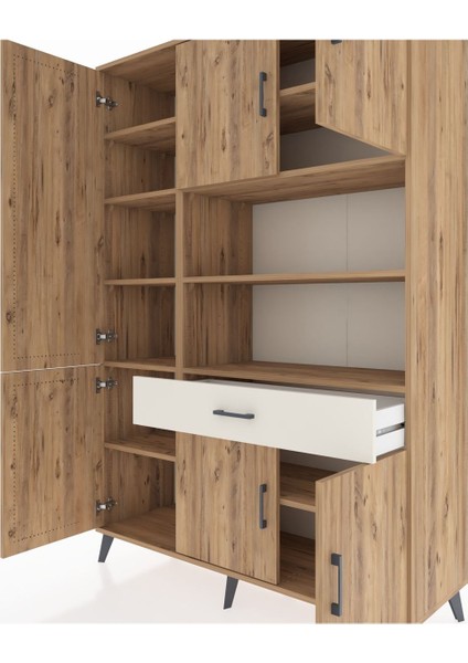 Hyperion Dolap 10 Raflı Tek Çekmeceli 6 Kapaklı 132X44X195 Çam-Çam/aytaşı fırsatları