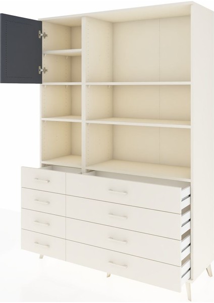 Hyperion Dolap 7 Raflı 8 Çekmeceli Tek Kapaklı 132X44X195 Aytaşı-Antrasit/aytaşı modelleri