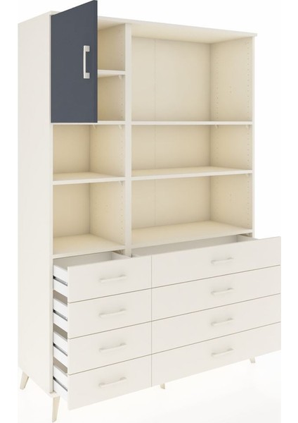 Hyperion Dolap 7 Raflı 8 Çekmeceli Tek Kapaklı 132X44X195 Aytaşı-Antrasit/aytaşı indirimleri