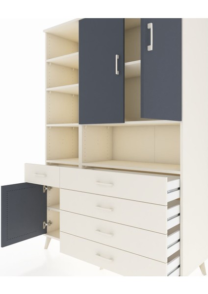 Hyperion Dolap 8 Raflı 5 Çekmeceli 3 Kapaklı 132X44X195 Aytaşı-Antrasit/aytaşı fırsatları