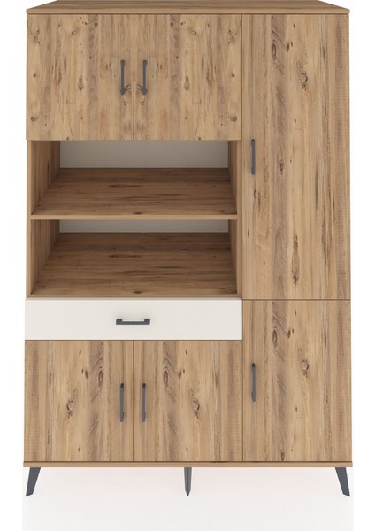 Kronos Dolap 10 Raflı Tek Çekmeceli 6 Kapaklı 132X59X195 Çam-Çam/aytaşı
