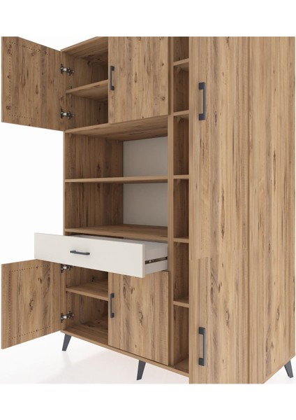 Kronos Dolap 10 Raflı Tek Çekmeceli 6 Kapaklı 132X59X195 Çam-Çam/aytaşı fırsatları