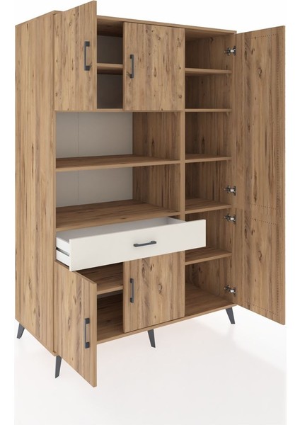 Kronos Dolap 10 Raflı Tek Çekmeceli 6 Kapaklı 132X59X195 Çam-Çam/aytaşı indirimleri