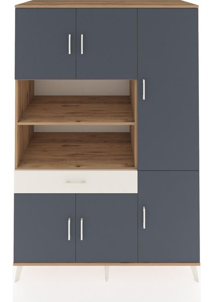 Kronos Dolap 10 Raflı Tek Çekmeceli 6 Kapaklı 132X59X195 Çam-Antrasit/aytaşı