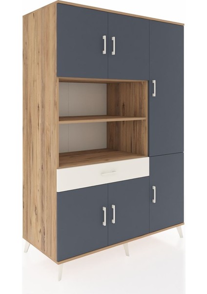 Kronos Dolap 10 Raflı Tek Çekmeceli 6 Kapaklı 132X59X195 Çam-Antrasit/aytaşı fiyatları