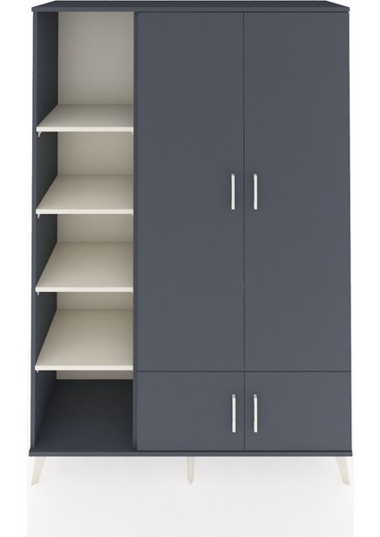 Hyperion Dolap 6 Raflı 4 Kapaklı Tek Askılı 132X44X195 Antrasit-Antrasit/aytaşı