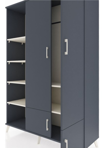 Hyperion Dolap 6 Raflı 4 Kapaklı Tek Askılı 132X44X195 Antrasit-Antrasit/aytaşı fırsatları