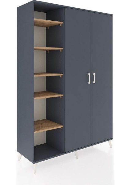 Hyperion Dolap 7 Raflı 2 Kapaklı Tek Askılı 132X44X195 Antrasit-Antrasit/çam fiyatları