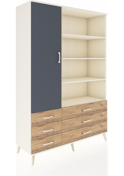 Hyperion Dolap 8 Raflı 6 Çekmeceli Tek Kapaklı 132X44X195 Aytaşı-Antrasit/çam fiyatları