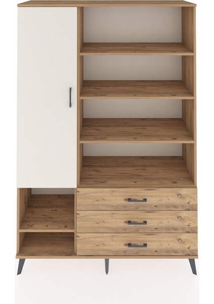 Hyperion Dolap 9 Raflı 3 Çekmeceli Tek Kapaklı 132X44X195 Çam-Aytaşı/çam