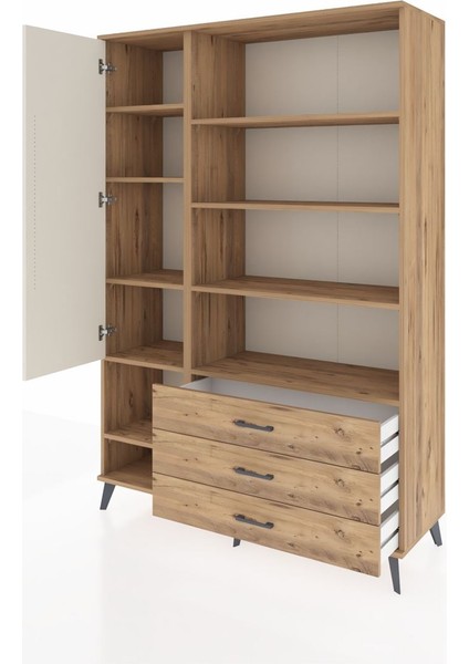 Hyperion Dolap 9 Raflı 3 Çekmeceli Tek Kapaklı 132X44X195 Çam-Aytaşı/çam modelleri