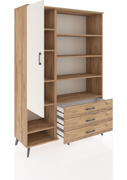 Hyperion Dolap 9 Raflı 3 Çekmeceli Tek Kapaklı 132X44X195 Çam-Aytaşı/çam indirimleri