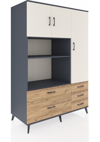 Kronos Dolap 7 Raflı 5 Çekmeceli 3 Kapaklı 132X59X195 Antrasit-Aytaşı/çam fiyatları