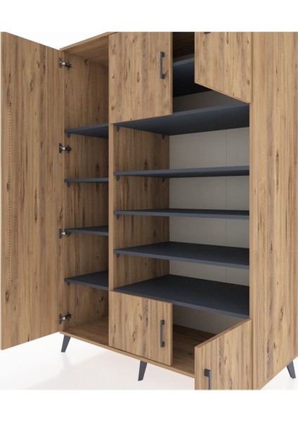 Kronos Dolap 10 Raflı 5 Kapaklı 132X59X195 Çam-Çam/antrasit fırsatları