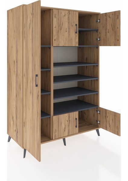 Kronos Dolap 10 Raflı 5 Kapaklı 132X59X195 Çam-Çam/antrasit indirimleri