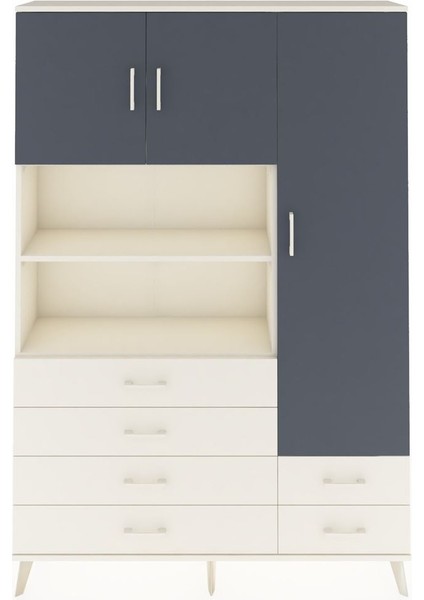 Arges Dolap 9 Raflı 6 Çekmeceli 3 Kapaklı 132X30X195 Aytaşı-Antrasit/aytaşı